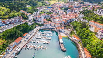 aerial view of mutriku basque fishing town, Spain
