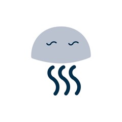 Jellyfish icon in flat design style. Ocean fauna sign.
