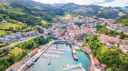 Obraz premium aerial view of mutriku basque maritime town, Spain
