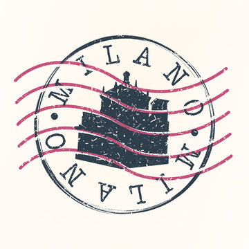Milan Italy Stamp Postal. Silhouette Seal. Passport Round Design. Vector Icon. Design Retro Travel. National Symbol.