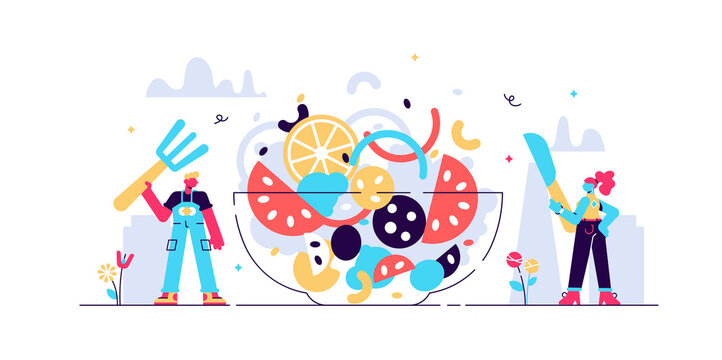 Catering vector illustration. Flat tiny food 