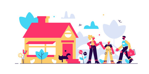 Obraz na płótnie Canvas Family house vector illustration. Flat tiny 