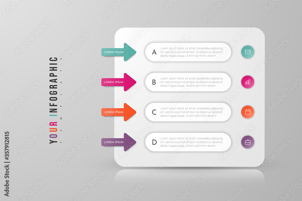 Poster infographic concept design with 4 options, steps or processes. can be used for workflow layout, annu