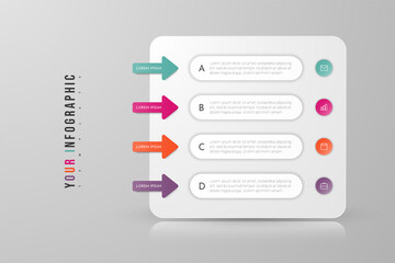Infographic concept design with 4 options, steps or processes. Can be used for workflow layout, annual report, flow charts, diagram, presentations, web sites, banners, printed materials.