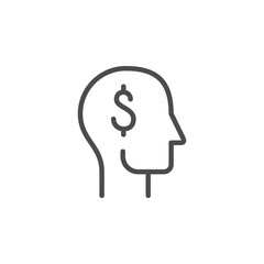 Wage line outline icon and work concept