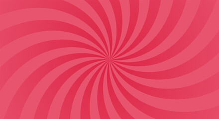 Sunburst background with red ray. Spiral curved rotating background with rays.