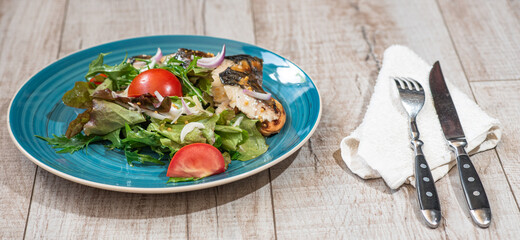 Tasty and healthy mackerel salad