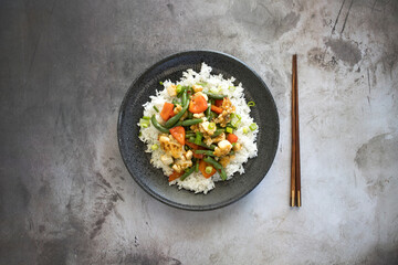 Spicy Tofu and Red Bell Pepper Stir  Fry