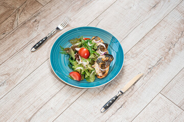 Tasty and healthy mackerel salad
