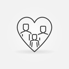 Fototapeta premium Family in Heart vector thin line concept icon or design element