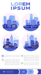 Obraz premium Abstract stylish cityscape infographics. Infographics elements collection with city elements, human and natural resourses and population statistics.