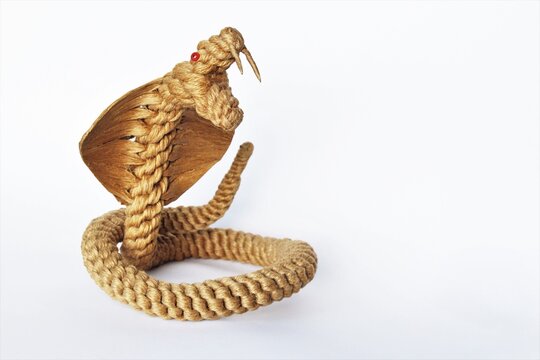 Cobra weave from water hyacinth.photo isolate on white copy space 