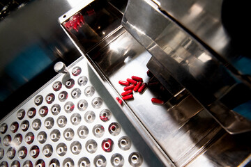 Pharmacological plant production conveyor close-up.