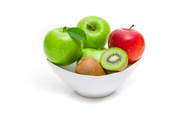 Diet, healthy fruit  in the white bowl - healthy breakfast. Still Life of Fruit