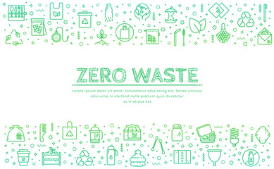 Zero waste horizontal banner with place for text. Vector.