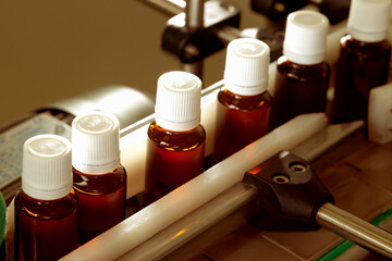Pharmacological sterile bottles on the dispensing line