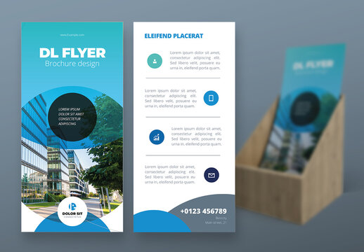 Blue Gradient DL Flyer Layout with Abstract Circles