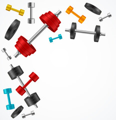 Realistic 3d Detailed Gym Equipment Dumbbell Concept Banner Card Background. Vector