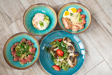 Several types of tasty and healthy salads