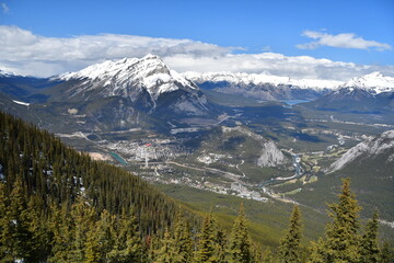 Fototapeta premium Top view of a mountain city