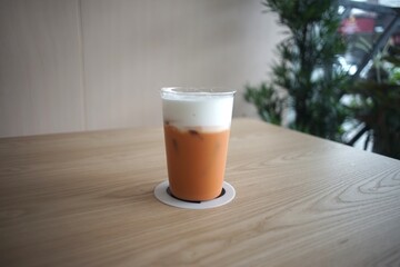 Iced thai tea in a glass