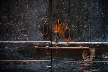old rusty lock on door