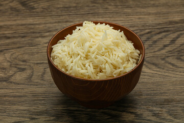 Steamed basmati rice in the bowl