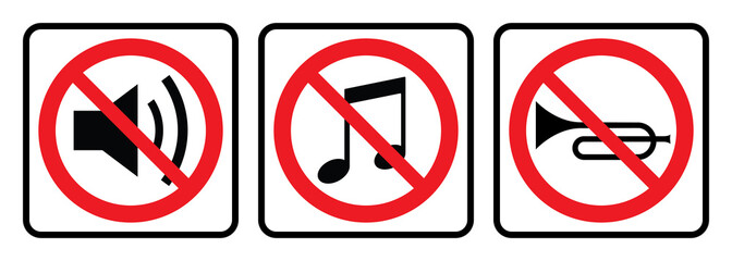 No sound sign collection, silent vector icon. Speaker, volume down icon. Mute icon collection, No Horn Icon