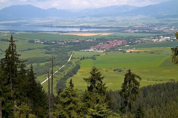Demanovska hill - Jasná - Low Tatras mountains - view on the Demanova village with the background of te Liptovska Mara dam.