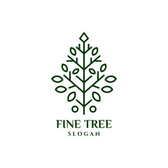Modern Simple Green Tree Logo Line Style, suitable for nature company, community, or environment care
