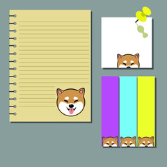 cute chibi vector stickers shiba inu dog for notes