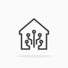 Smart home icon in line style. Editable stroke.