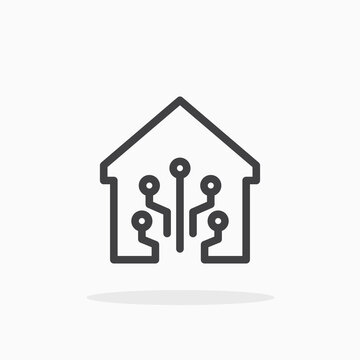 Smart home icon in line style. Editable stroke.