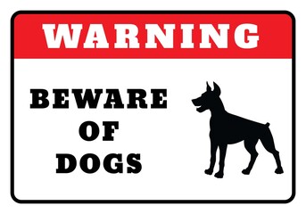 Warning Board- Beware of dogs Sign drawing by illustration