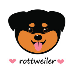 vector illustration sticker cute face anime dog rottweiler