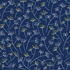 Seamless floral hand-drawn pattern. Flowers and leaves. Repeat background.