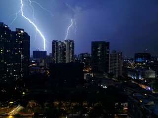 Thunderstorm over Singapore at night - October 2017