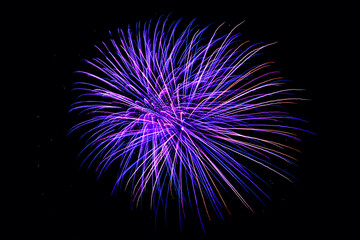 Fireworks display. 4th July fireworks. Fireworks display on dark sky background.