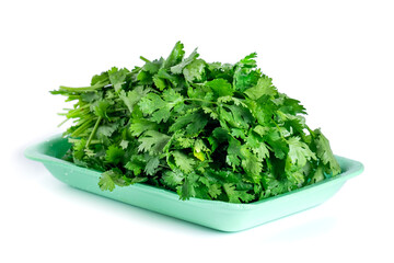 fresh coriander and parsley isolated on white background