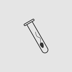 Sperm in test tube icon flat.