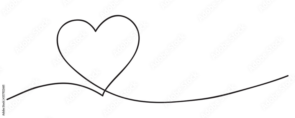 Wall mural Heart. Abstract love symbol. Continuous line art drawing vector illustration