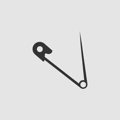 Safety pin icon flat.