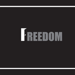 Freedom. An opened door as a letter F. Minimalist modern logo design template