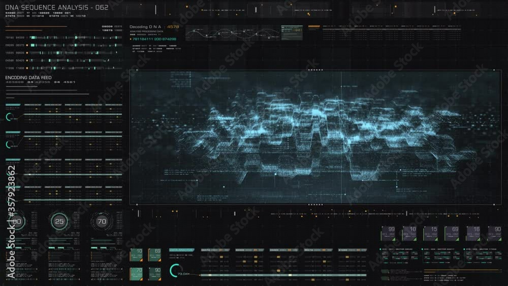 Aufkleber Futuristic head up display holographic city digitally generated image virtual reality matrix particles in cyber space background environment