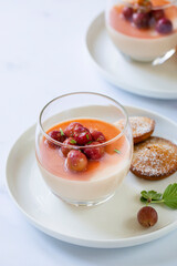 Gooseberry posset and sweet almond cakes