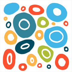Hand-drawn color pattern of crooked circles.