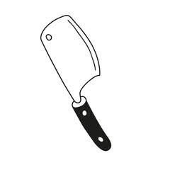Black and white knife, a large ax for barbecue, cooking.