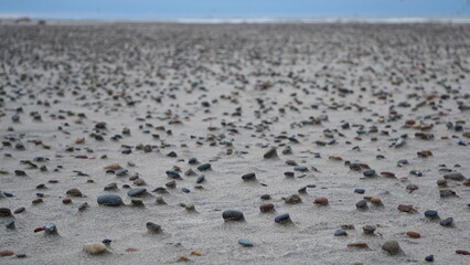 stones at Grenen, the northernmost point of Denmark, in the town Skagen, March