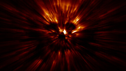 Fototapeta premium Devilish skull shines with a fiery light.