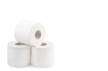 Roll of toilet paper, tissue for use in the toilet room, used for cleaning the dirt in the bathroom isolated on the white background.